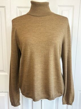 Pendleton Petite Tan Light Brown 100% Merino Wool Turtleneck Sweater LP